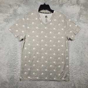 Starter Black Label V-Neck Shirt‎ Mens Large Gray All Over Print Athleisure